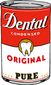 Dental Kunst von Rod Neer. Campbell`s Suppendose mit Zahn. Bilder für den Zahnarzt.